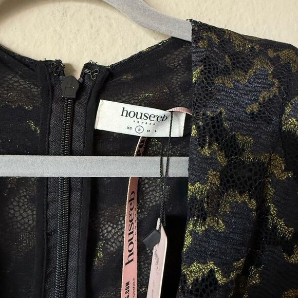 NWT House of CB Lotus Mini Black Gold Dress Lace Size S - Picture 14 of 14